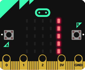 microbit with words my name scrolling across the screen.